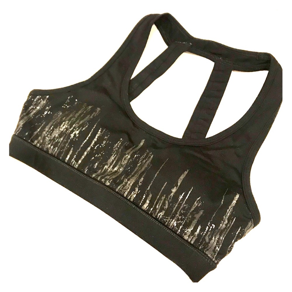Black Silver Metallic Sports Bra